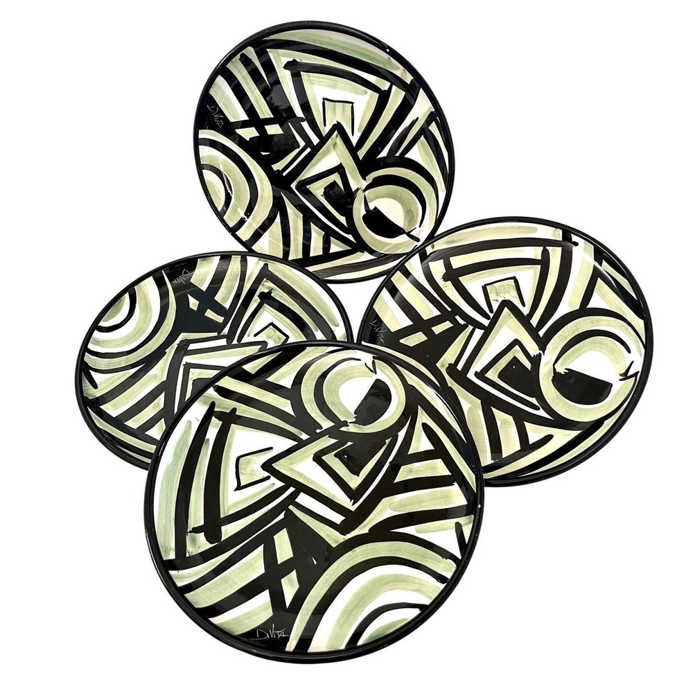 D. Vita Hand Painted Italian Ceramic Plates Set of 4 – Abstract‎ Modern Design
